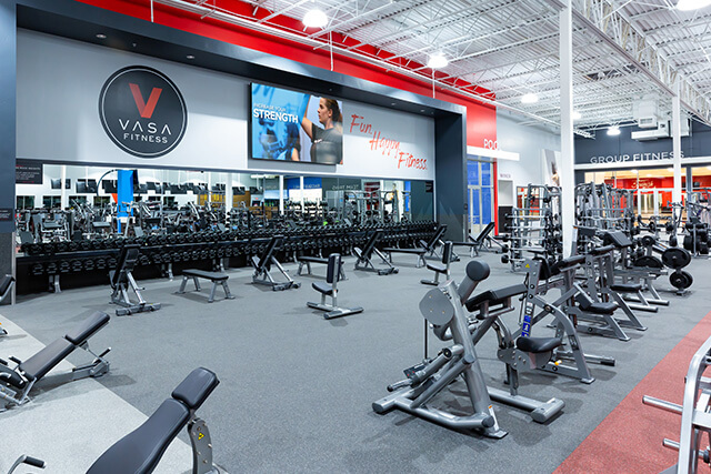 Free weight section at Vasa Fitness Gym